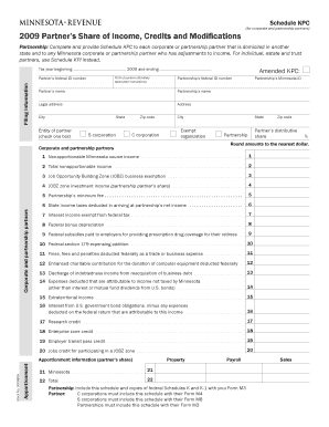 Minnesota Schedule KPC 2009