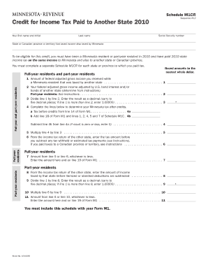 Minnesota Schedule M1CR 2010