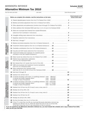 Minnesota Alternative Minimum Tax Form 2010
