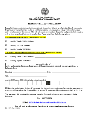 Tennessee Transmittal Authorization Form