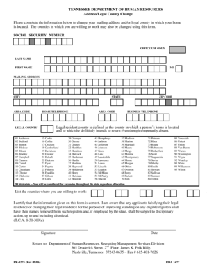 Tennessee Address/Legal County Change Form