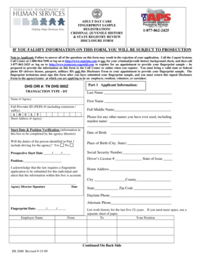 Tennessee Adult Day Care Disclosure Form