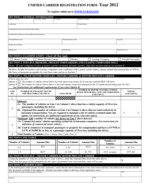 Unified Carrier Registration Form 2012