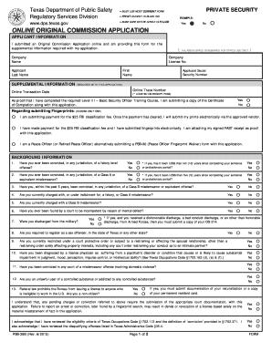Texas Private Security Commission Application