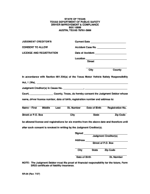 Texas Judgment Creditor Consent Form