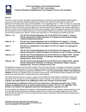 Texas Form OP-UA60 - Chemical Manufacturing Process Unit Attributes