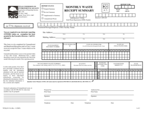 Texas Waste Receipt Summary Form