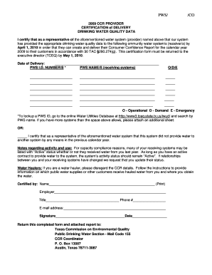 Texas CCR Provider Certification of Delivery