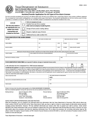 Texas Fire Alarm License Revision/Transfer Application