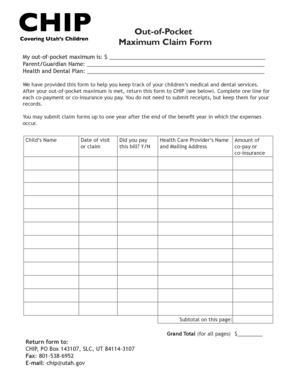 CHIP Out-of-Pocket Maximum Claim Form