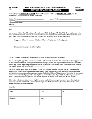 Utah Notice of Agency Action Form 522-F