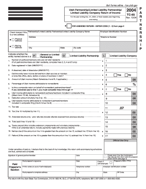 Utah Partnership Income Tax Return