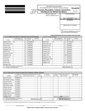 Utah Tourism Tax Return