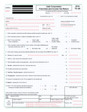 Utah Corporation Franchise and Income Tax Return