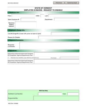 Disabling an ID Badge - bgs vermont