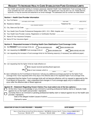 Health Care Stabilization Fund Coverage Increase Request
