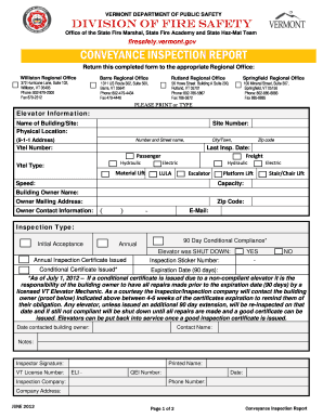 Vermont Conveyance Inspection Report