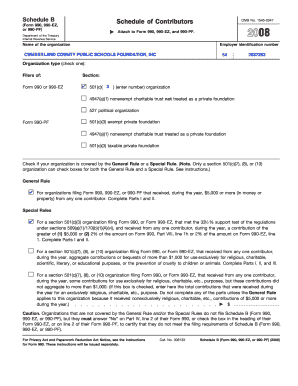 Schedule B Form 990 2008