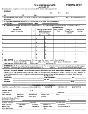 Free and Reduced Price Meal Application