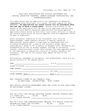 2004-2005 Application for Tuition Assistance