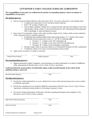 Governor’s Early College Scholars Agreement