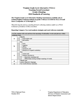 vgla tracking forms