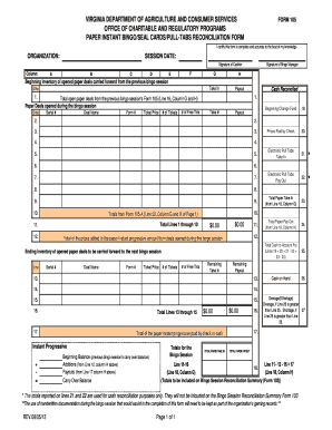 Bingo gaming form 105 fillable