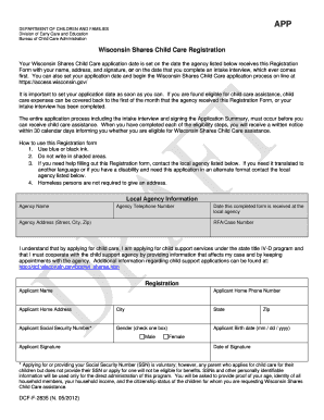 Wisconsin Shares Child Care Registration Form