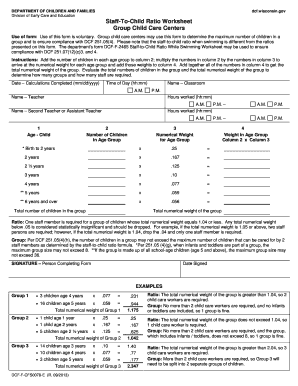 wi child care ratio worksheet