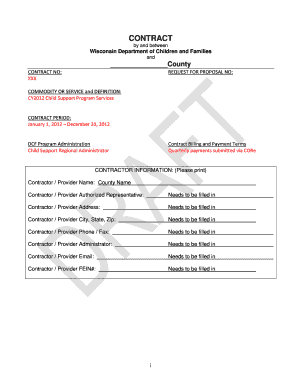 Wisconsin Child Support Program Contract