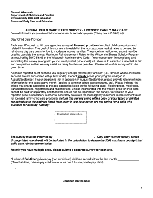 Annual Child Care Rates Survey