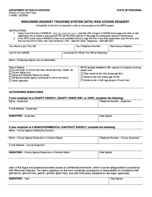 Wisconsin incident tracking system form