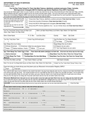 Wisconsin Immunization Registry Form
