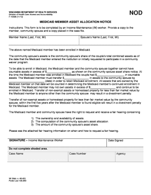 Wisconsin Medicaid Member Asset Allocation Notice