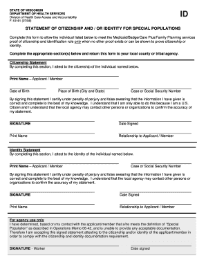 Wisconsin Citizenship Identity Statement