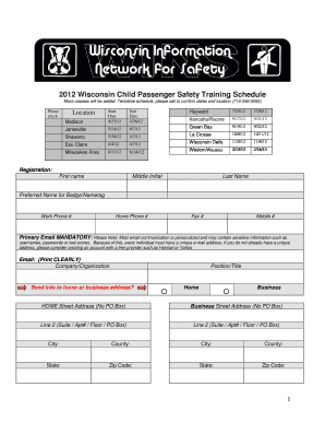 training schedule form