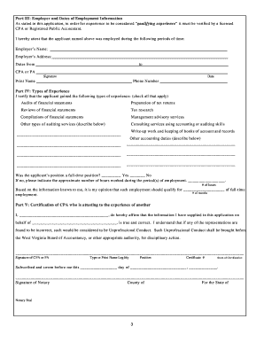 Experience Verification Form - West Virginia Board of Accountancy - boa wv