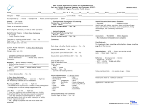 West Virginia EPSDT 18 Month Form