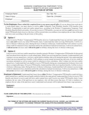 Workers' Compensation Temporary Total Disability Election Form