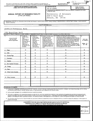 USDA Annual Research Facility Report