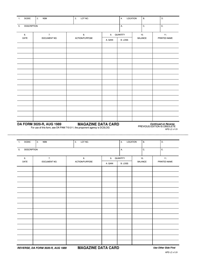 Da 3020 R - Fill Online, Printable, Fillable, Blank | pdfFiller