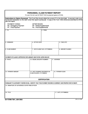 Personnel Claim Payment Report