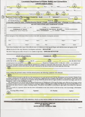 Louisiana Certification of Arrest