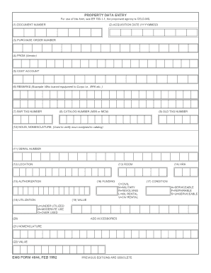 Property data entry