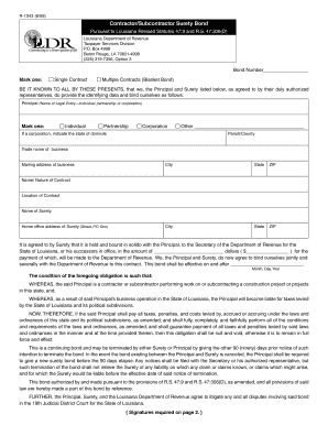 Louisiana Contractor/Subcontractor Surety Bond