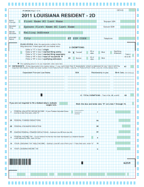 Louisiana Resident Tax Form IT-540-2D