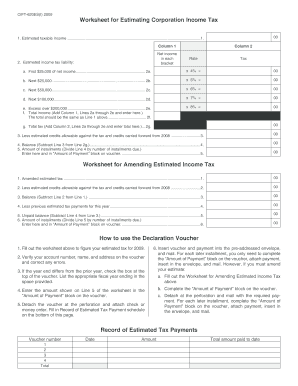 Louisiana Corporation Estimated Tax Declaration 2009
