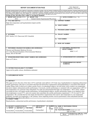 Standard Form 298, Report Documentation Page, August 1998. Strategic Environmental Research and Development Program (SERDP) - dtic