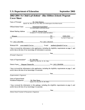 No Child Left Behind Blue Ribbon Schools Program Application
