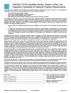 ENERGY STAR Home Inspection Checklist